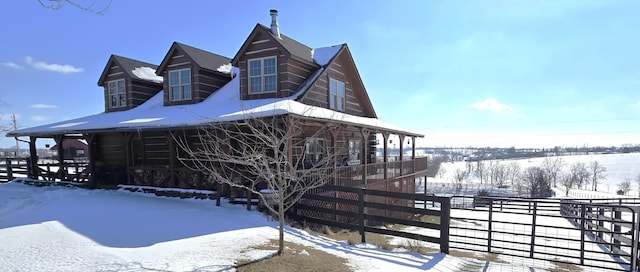 view of snow covered exterior