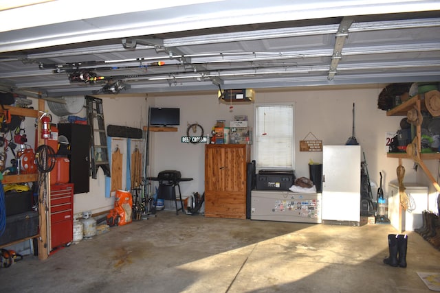 garage with a garage door opener