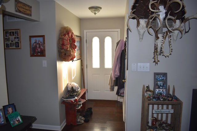 entrance foyer featuring dark hardwood / wood-style flooring