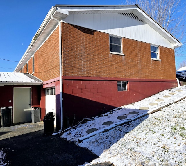 view of snowy exterior