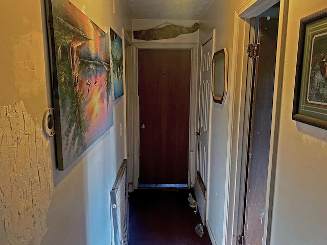 hallway featuring lofted ceiling