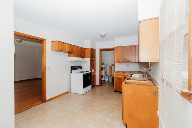 kitchen with sink and white electric stove