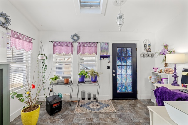 entryway with a skylight