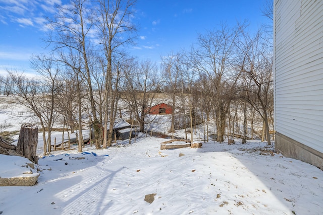 view of yard covered in snow