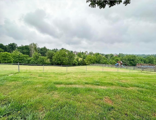 view of yard with a rural view