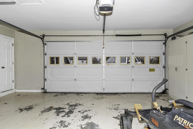 garage with a garage door opener