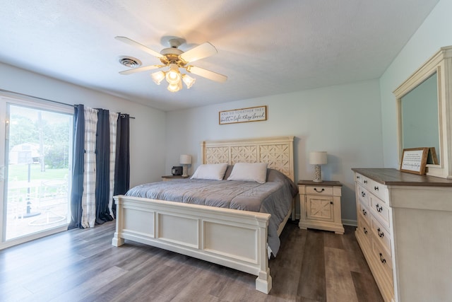 1216 Maple Hill Dr, Somerset, KY 42503 - bedroom with dark wood-type flooring, access to exterior, ceiling fan, and baseboards