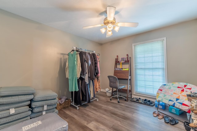 1216 Maple Hill Dr, Somerset, KY 42503 - miscellaneous room featuring wood finished floors and a ceiling fan