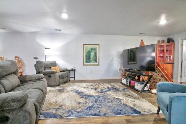 living room with hardwood / wood-style floors