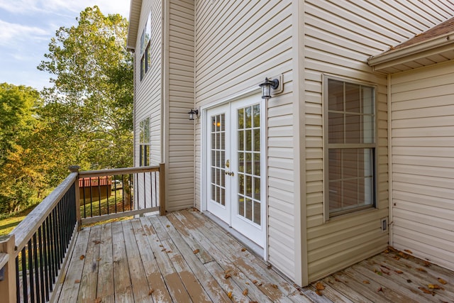 wooden terrace with french doors