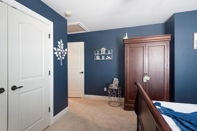 6028 Crabapple Rd, Versailles, KY 40383 - carpeted bedroom with attic access and baseboards