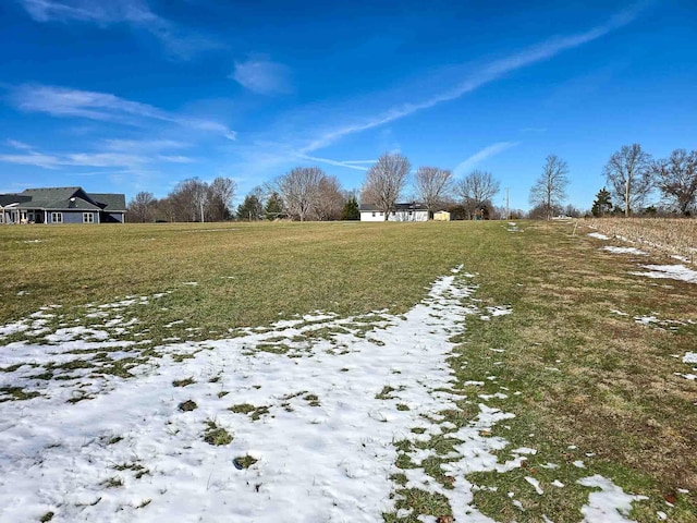 view of yard covered in snow