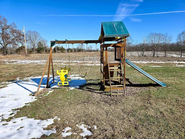 view of playground with a rural view