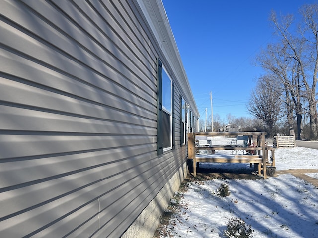 view of snowy exterior