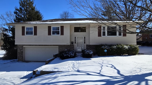 bi-level home with a garage