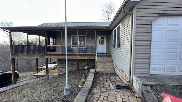 exterior space featuring a garage