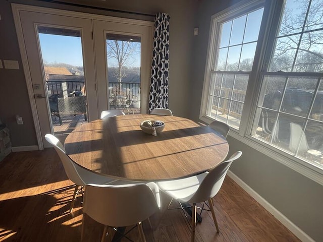 dining area featuring wood-type flooring