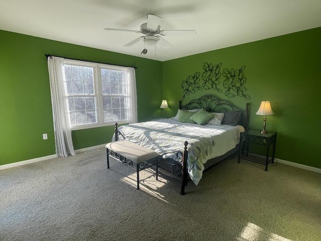 bedroom featuring carpet flooring and ceiling fan