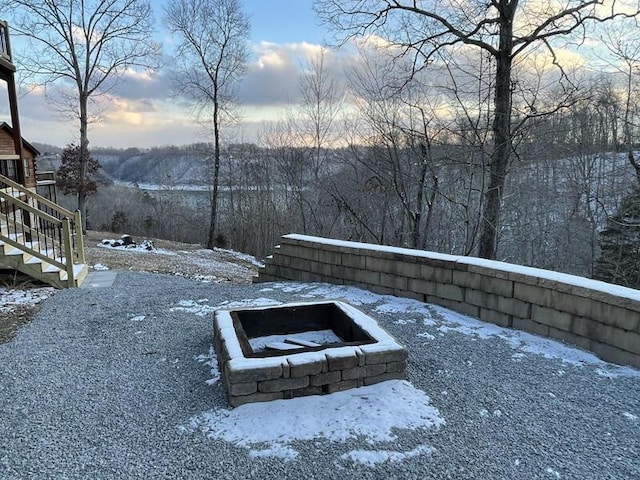 view of yard covered in snow