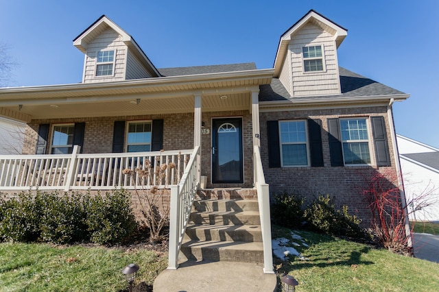 view of front of home featuring covered porch