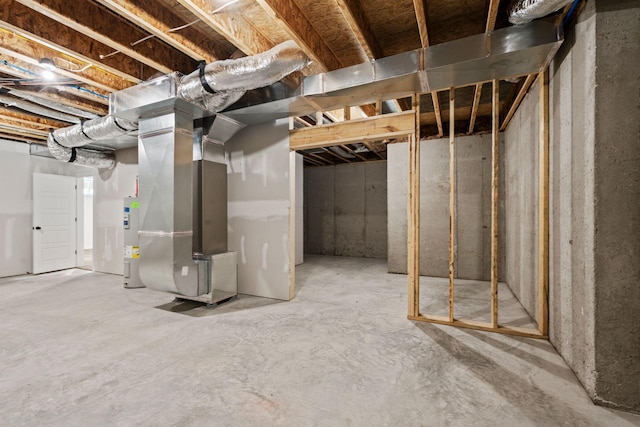 basement with electric water heater