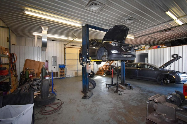 garage with electric panel