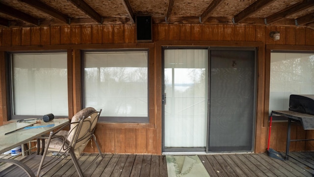 sunroom / solarium with beam ceiling