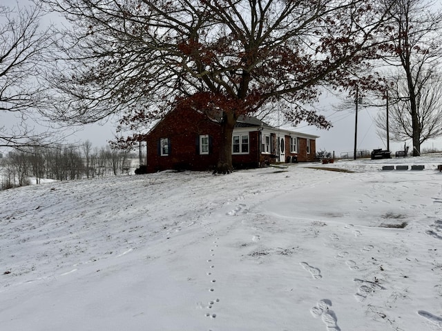 view of snow covered exterior