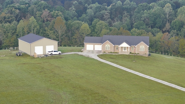 drone / aerial view with a view of trees