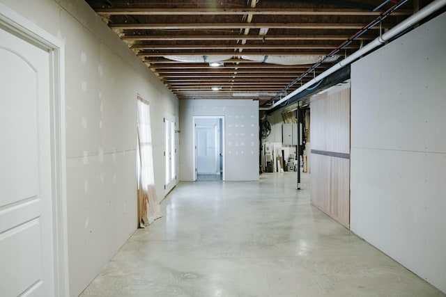 basement with electric panel