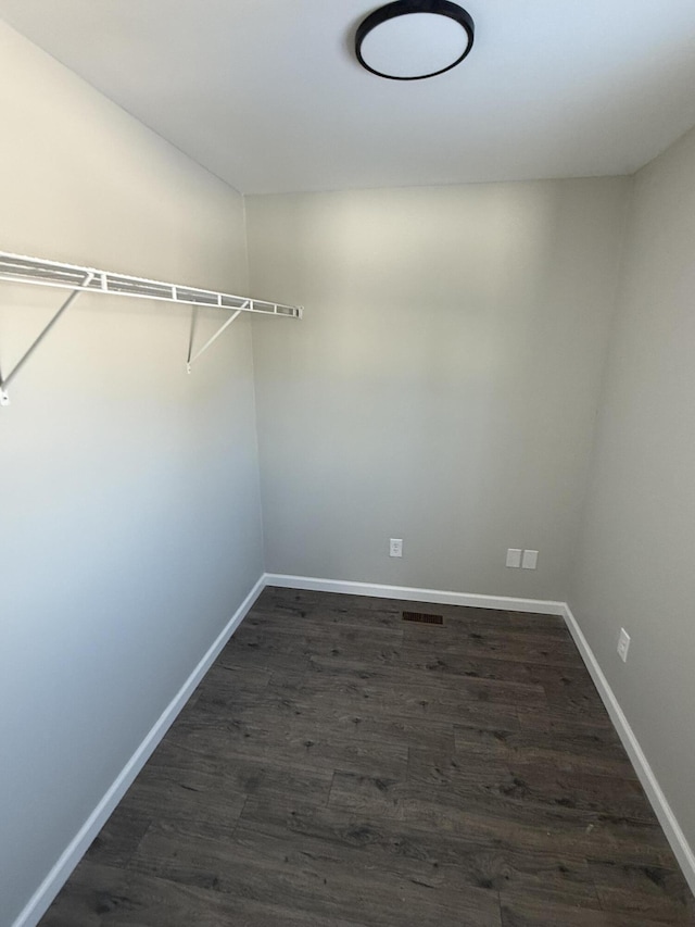 walk in closet featuring dark hardwood / wood-style floors