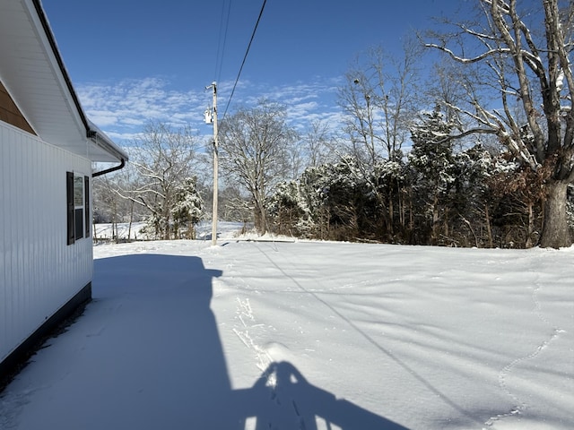 view of yard layered in snow