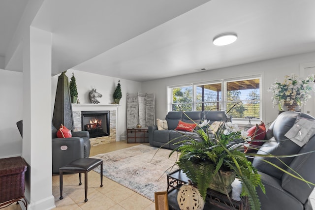 view of tiled living room