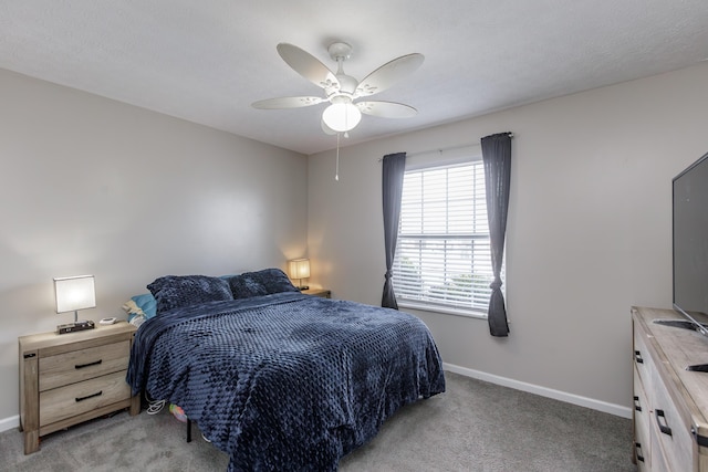 bedroom with carpet floors and ceiling fan