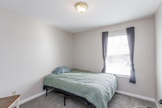 bedroom with multiple windows and carpet