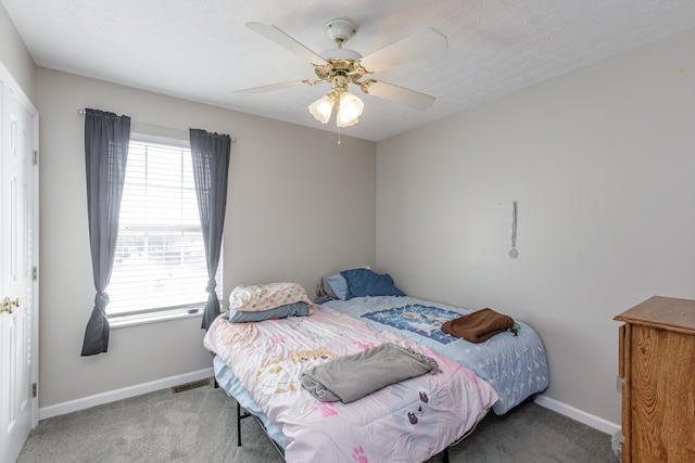 bedroom featuring carpet floors and ceiling fan