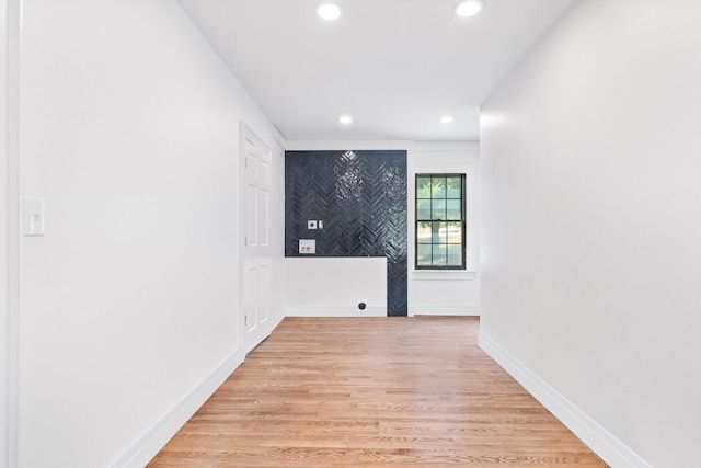 spare room featuring light hardwood / wood-style floors