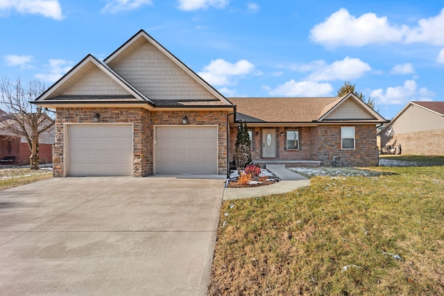 view of front of house featuring a garage and a front yard