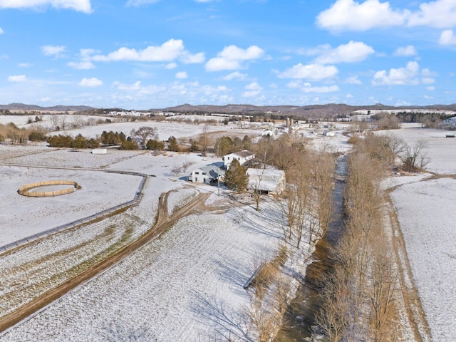 birds eye view of property featuring a mountain view