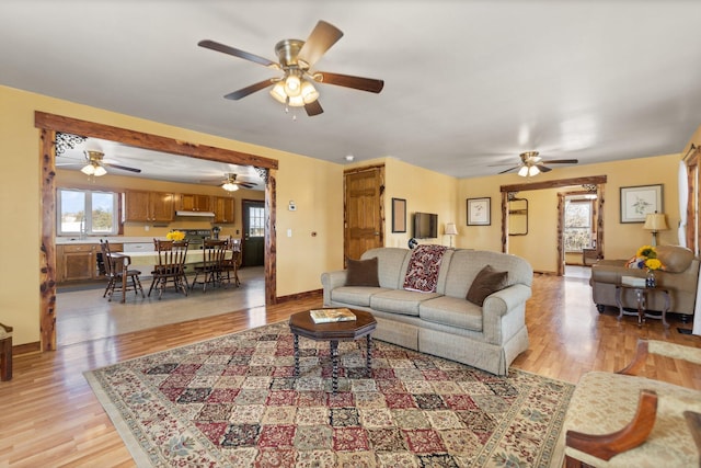 living room featuring light hardwood / wood-style floors