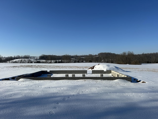 view of yard layered in snow