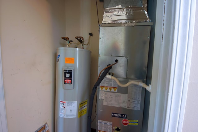 utilities with heating unit and electric water heater