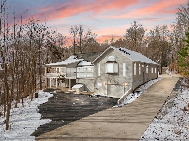 exterior space with a garage