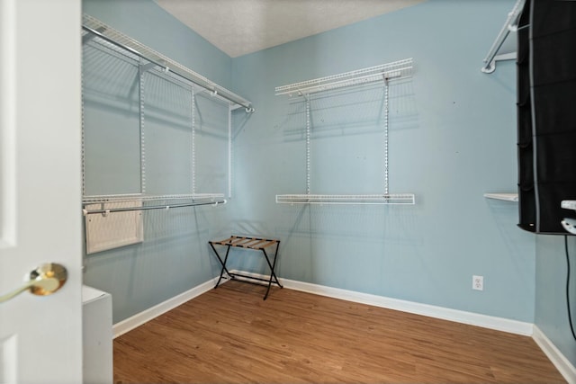 walk in closet featuring hardwood / wood-style flooring