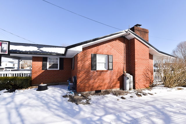 view of snow covered exterior