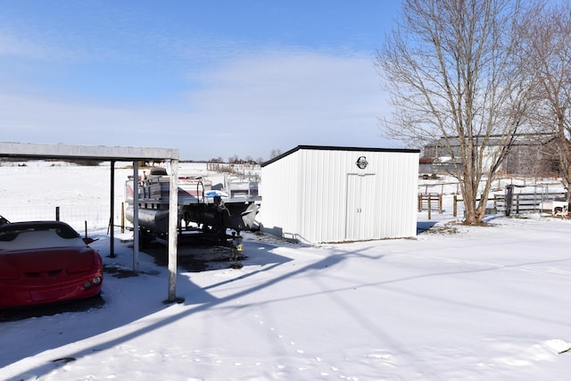 view of snow covered structure