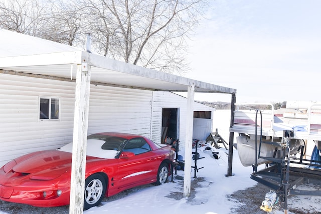 view of snow covered property