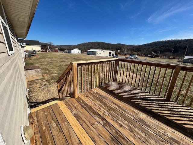 deck featuring a mountain view