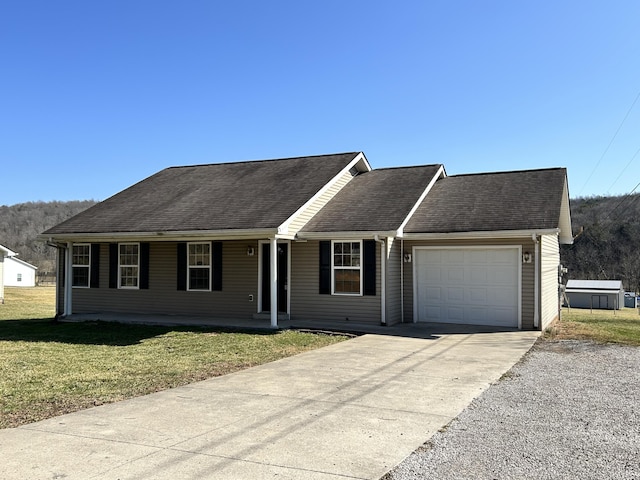 1465 Blaze Valley Rd, Somerset, KY 42501 - view of front of house featuring an attached garage, driveway, a front yard, a porch, and roof with shingles