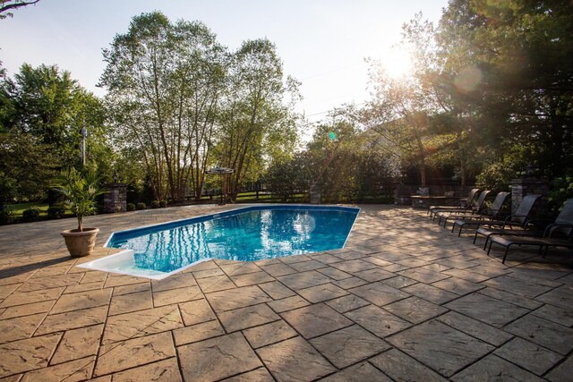 view of swimming pool with a patio